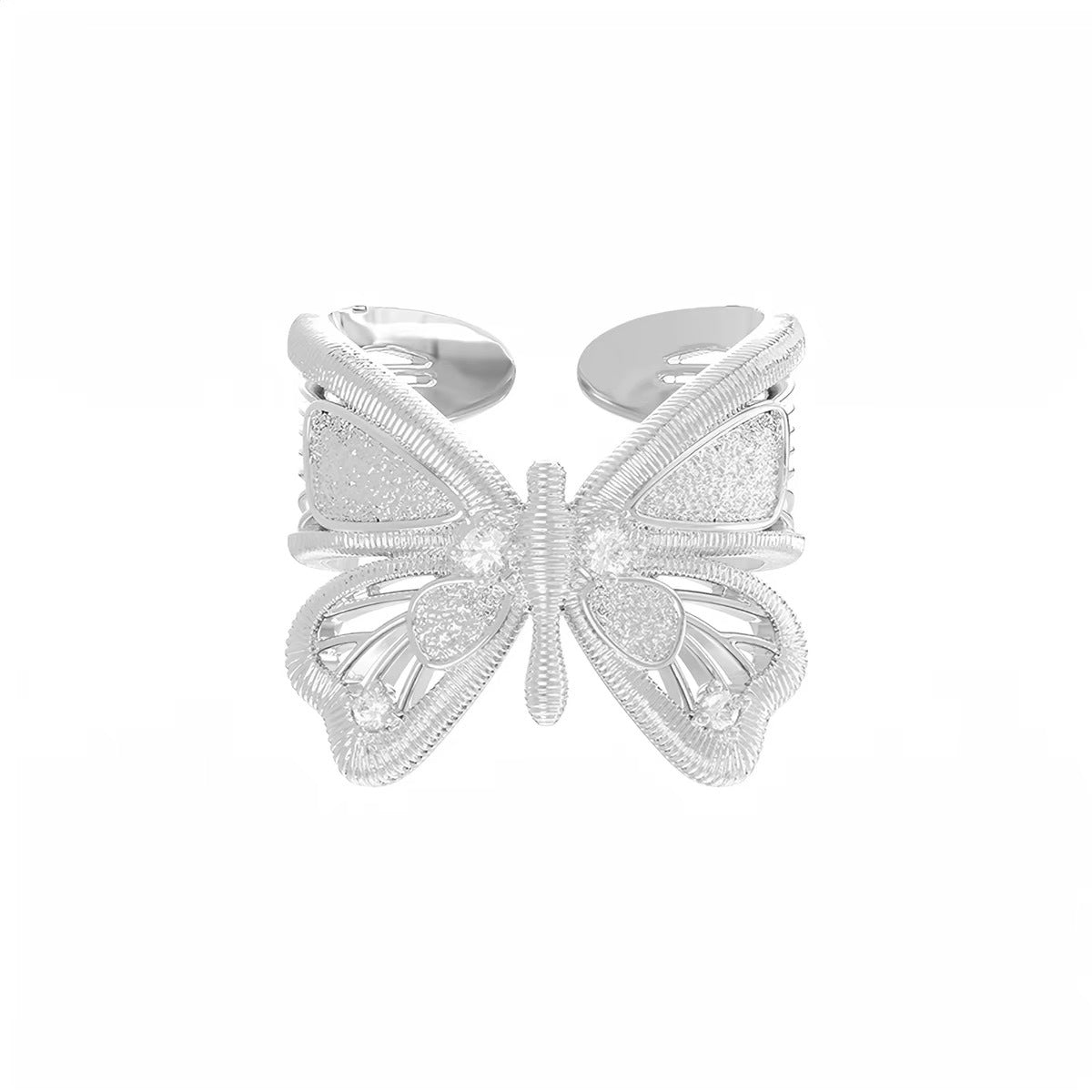 Trois lignes horizontales Bijoux Iris Fleur Anneau Lumière Titanium Dentelle Hollow Maillard Lumière