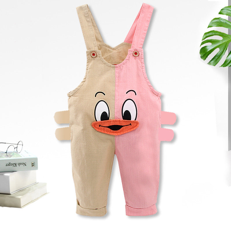 Fashion Couleur Matching bébé Mandarin seul dents Pantalons de canard Mince