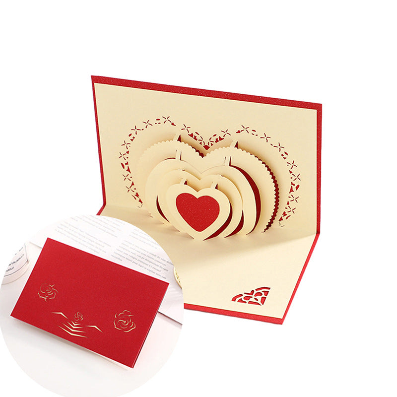 Carte de voeux 3D Love Tree Carte de la Saint Valentin créative