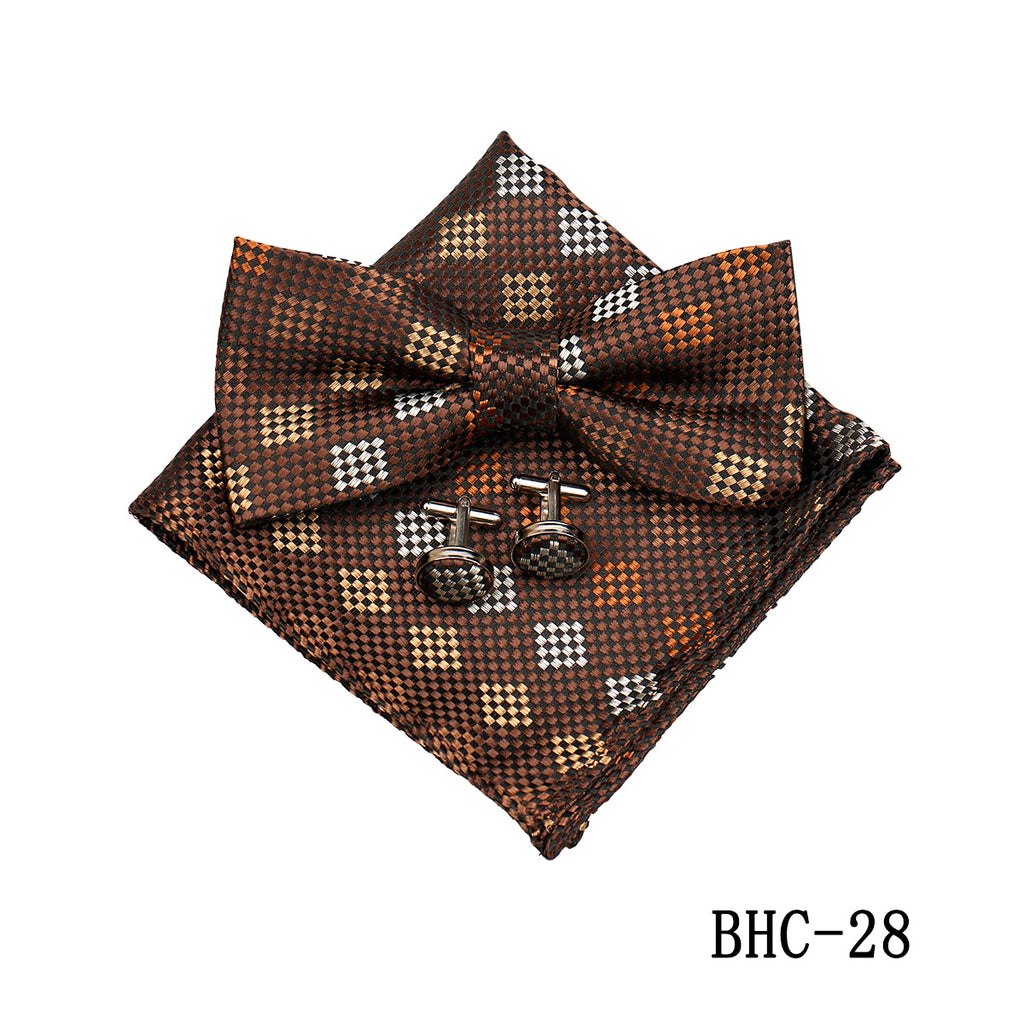 Mens Paisley Bow Tie Pocket Square et Cufflinks