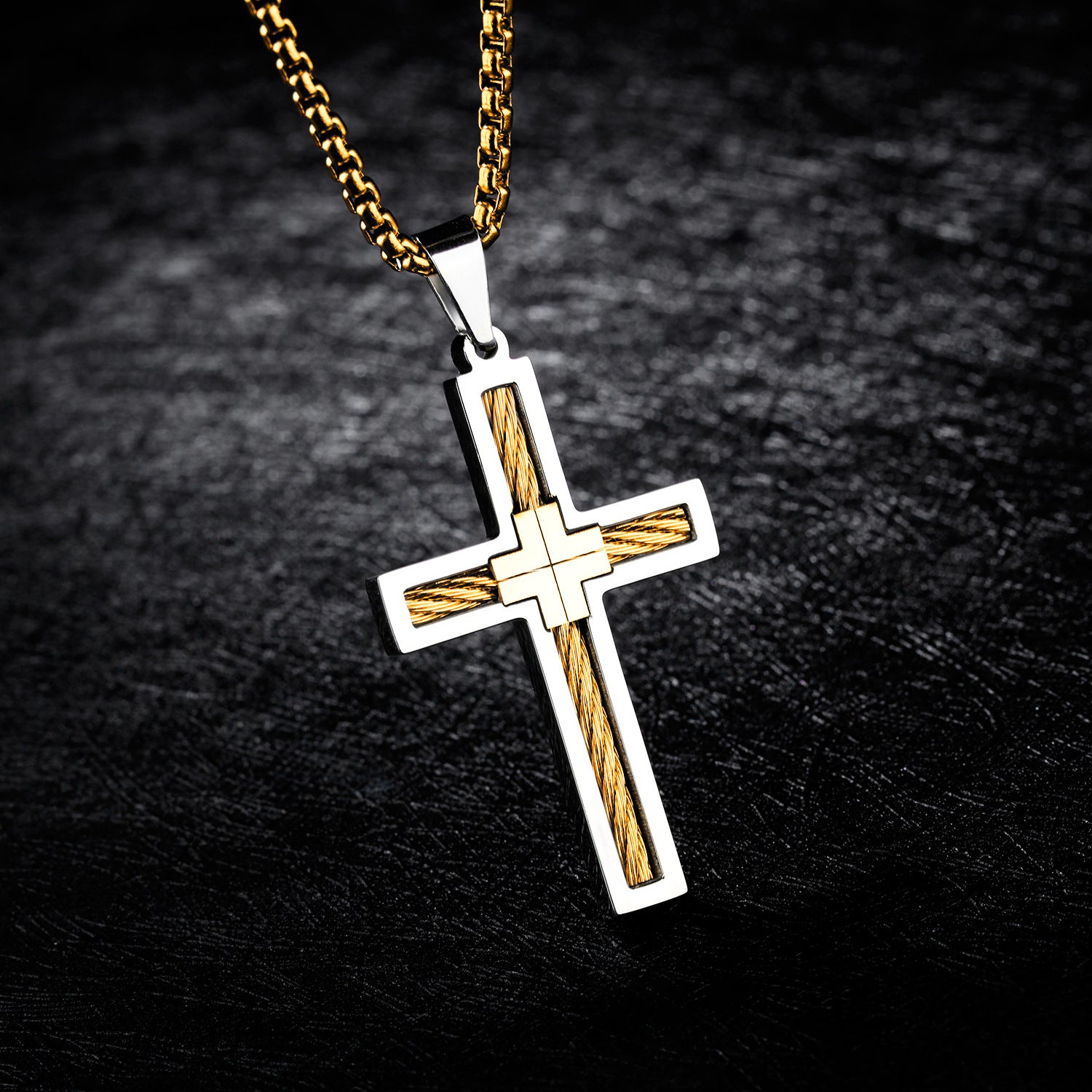 Collier pour hommes en fil d'acier de titane