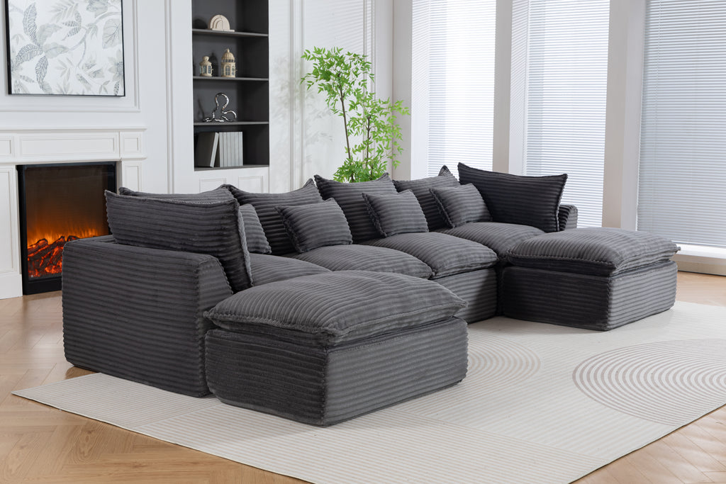 129,8" Largeur Cloud Couch Oversize Modular Sectional Canapé Vrai Relax Comfy Coupes Wide&De