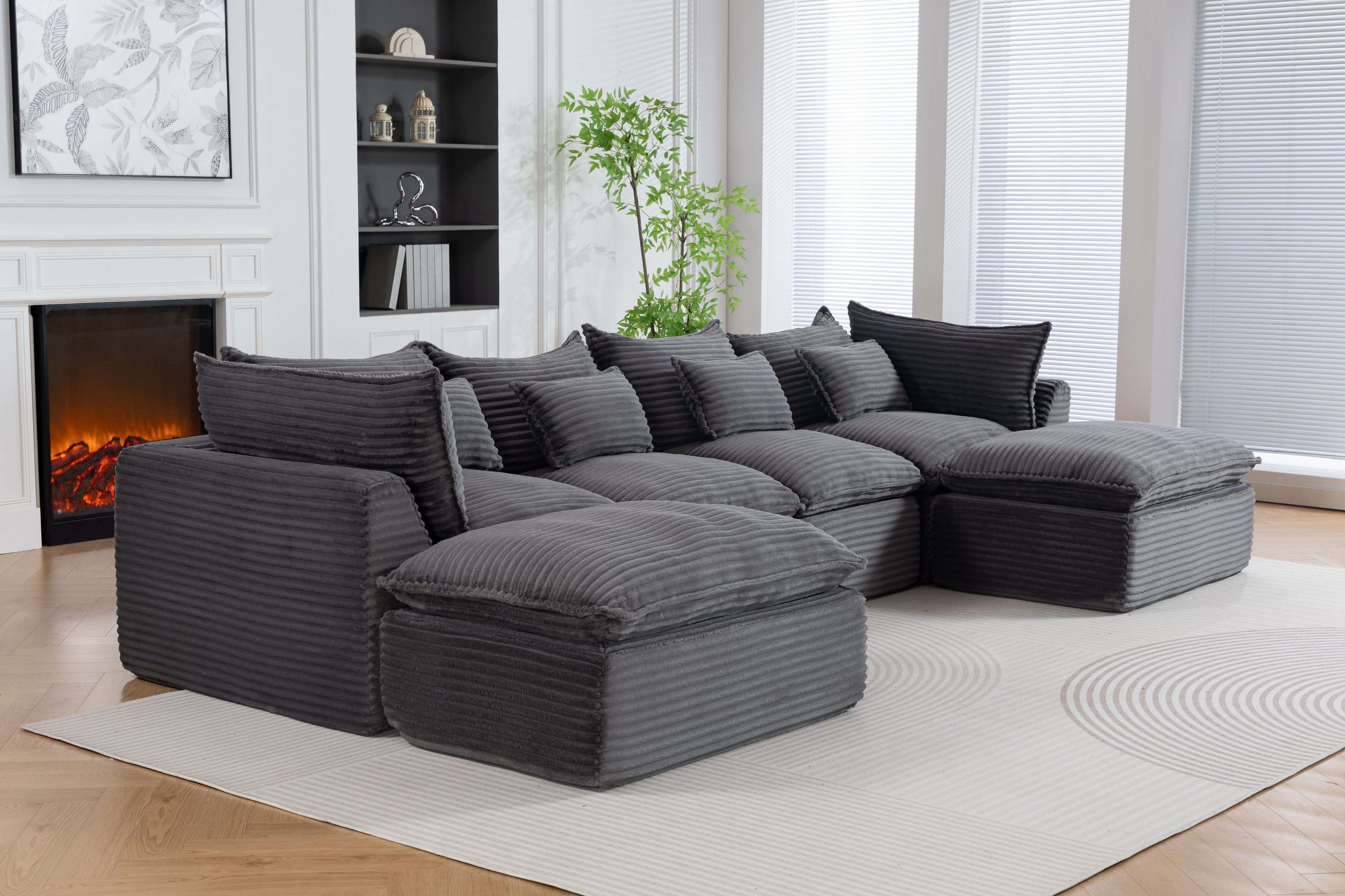 129,8" Largeur Cloud Couch Oversize Modular Sectional Canapé Vrai Relax Comfy Coupes Wide&De