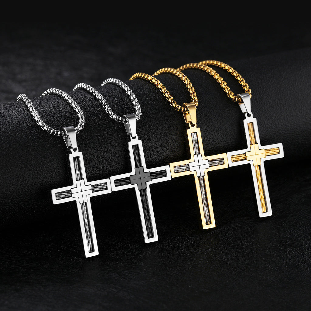Collier pour hommes en fil d'acier de titane