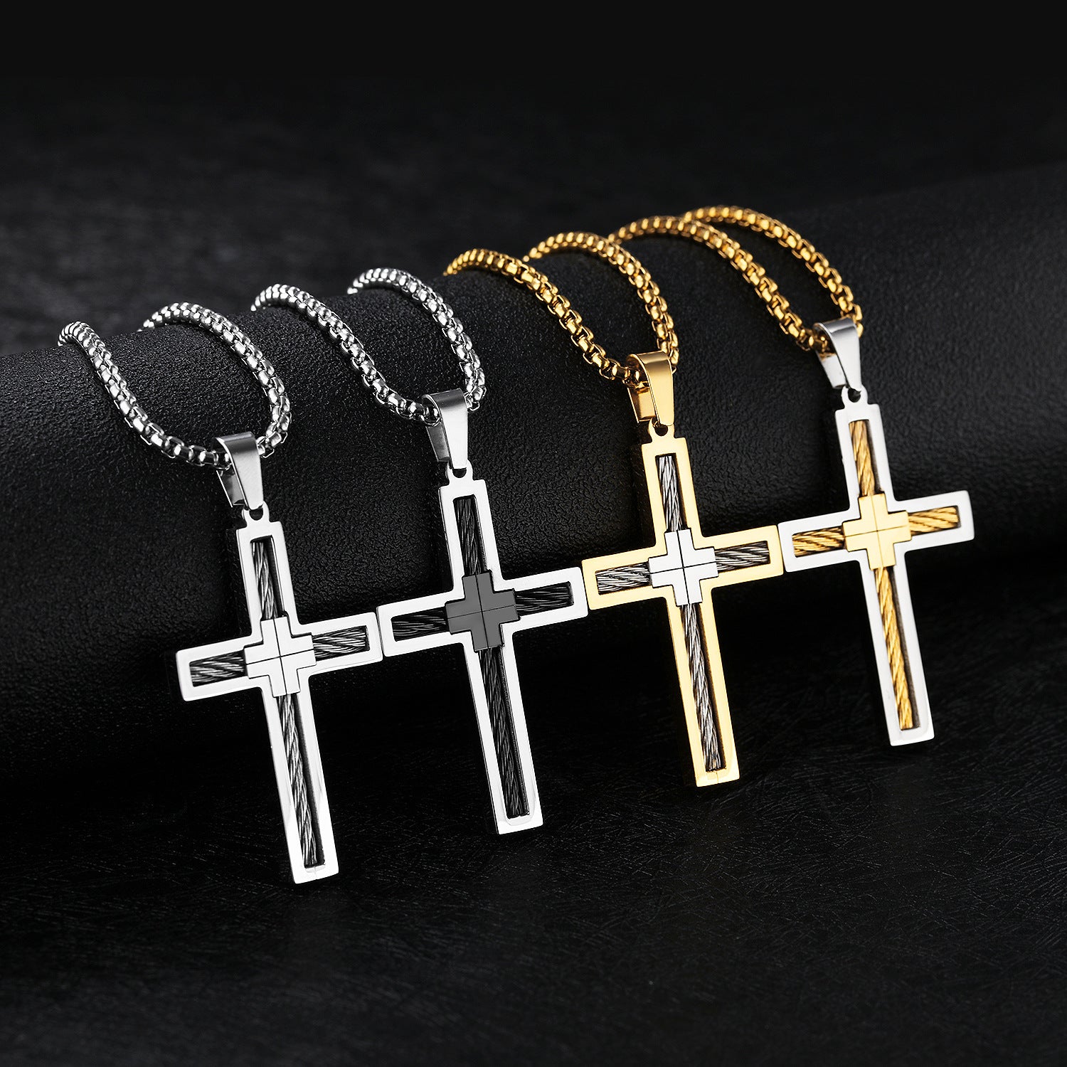 Collier pour hommes en fil d'acier de titane