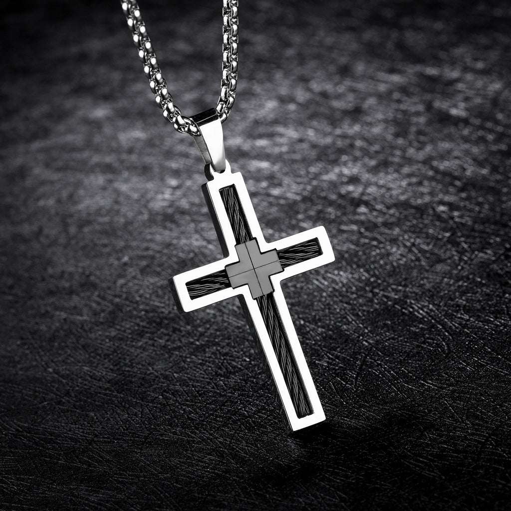 Collier pour hommes en fil d'acier de titane