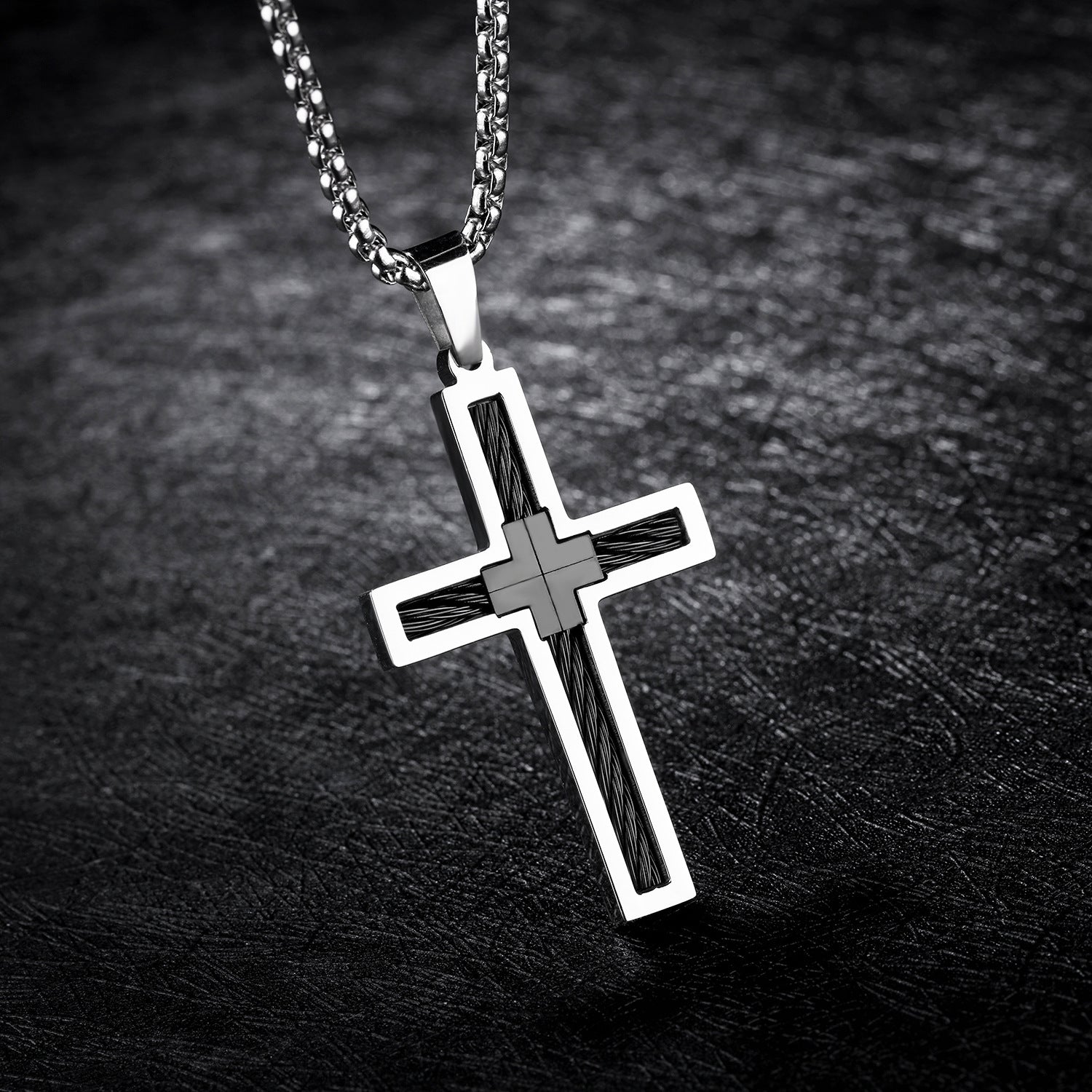 Collier pour hommes en fil d'acier de titane