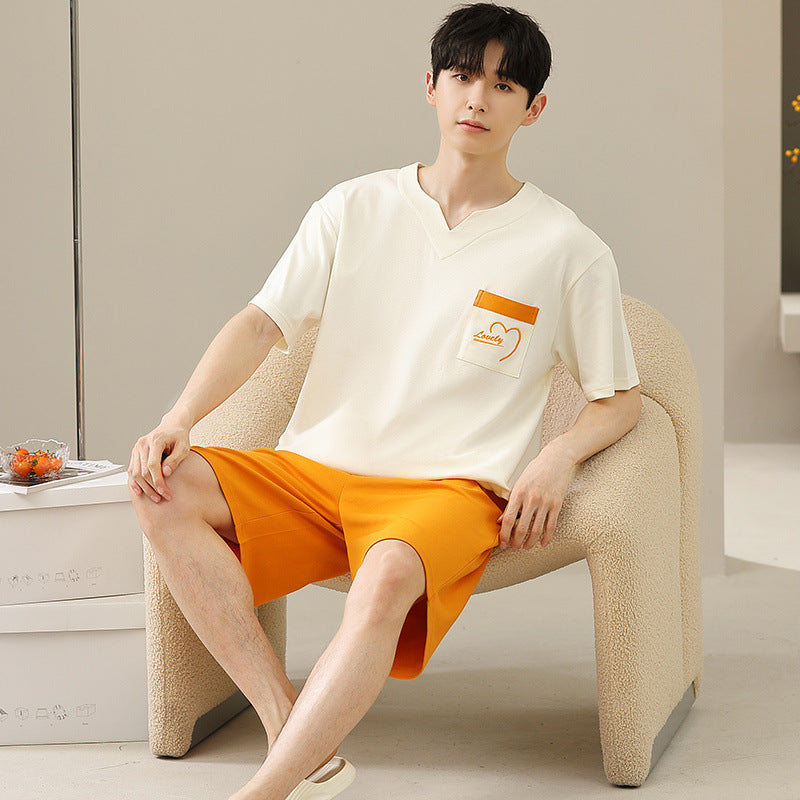 Men's Soft Short Sleeve 2-Piece Casual Plus Size Pajama Set