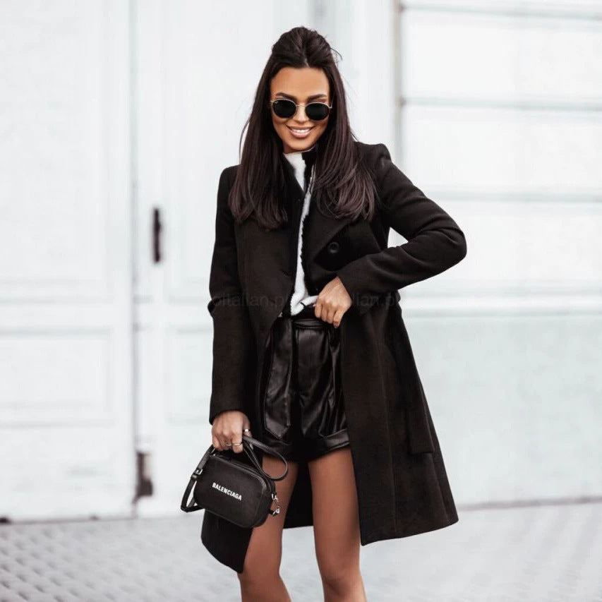 European And American Amazon Autumn And Winter Lapel Coat à tête unique