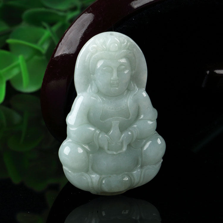 Jade Avalokitesvara Bouddha Pendentif Rien Carte Dragon Carte Paysage