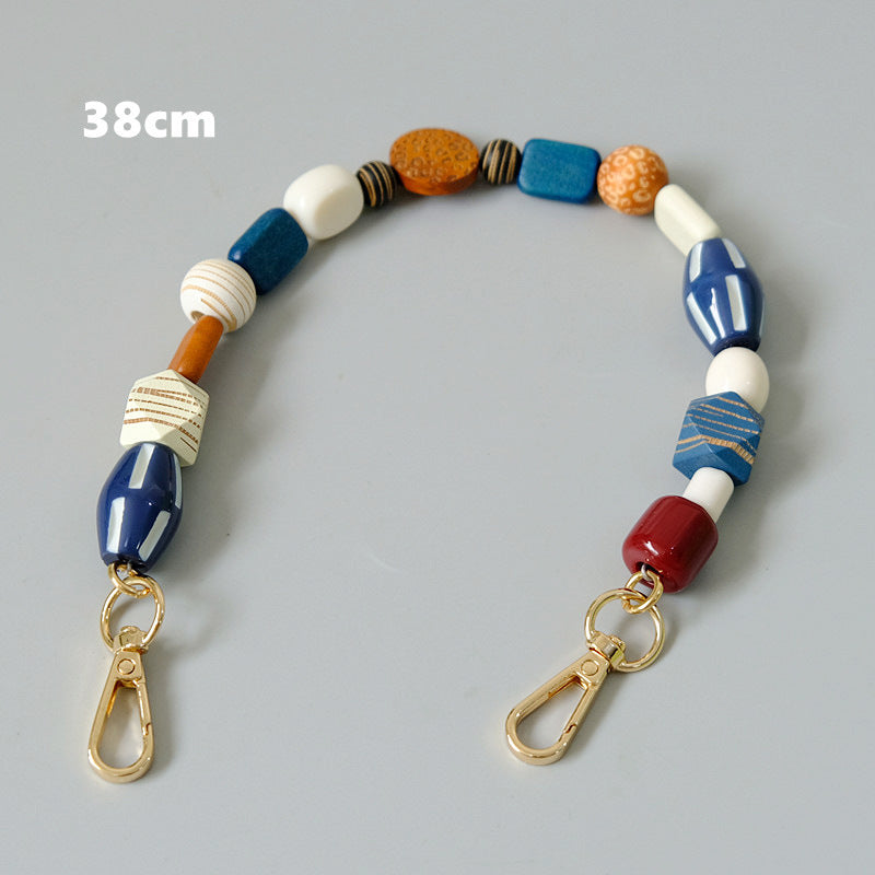 Fashionable Colorful Retro chaîne en bois fait main Sac à main courte chaîne de transport
