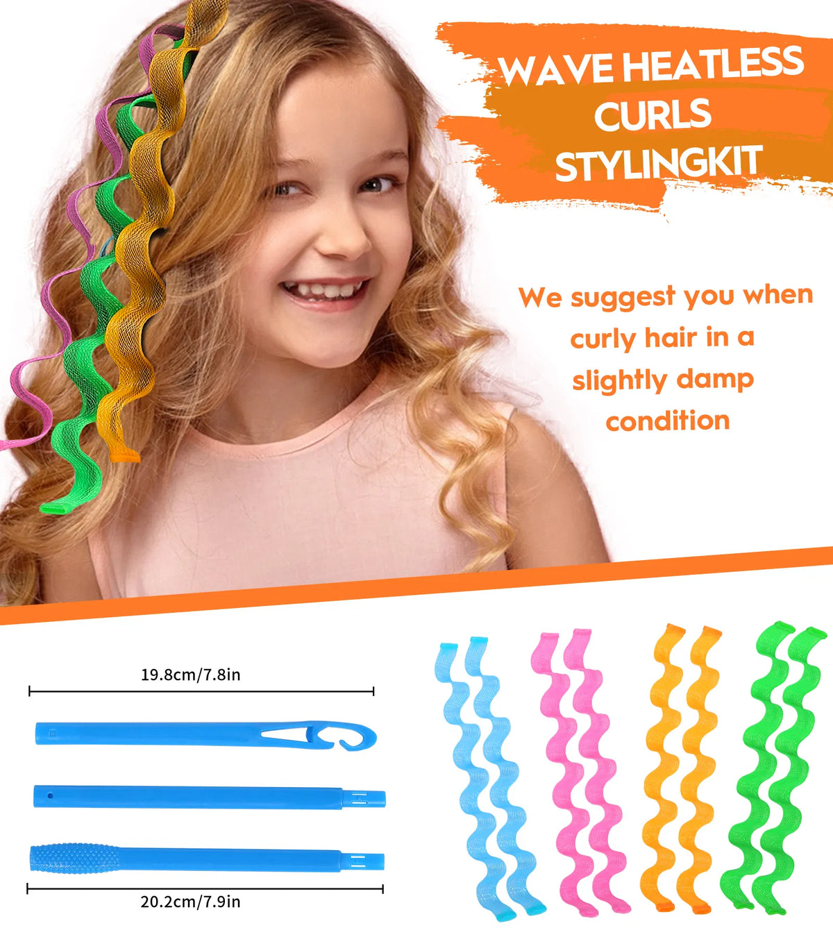 Heatless Hair Curlers Wave Curls Styling Kit for Women Girls on Hair Care - 30 Pcs - 6 Col