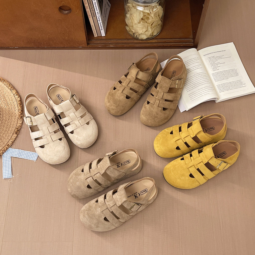 Été Versatile Soft Sole Respirant Hollow Out orteil fermé Invisible Wedge Sandales romaines