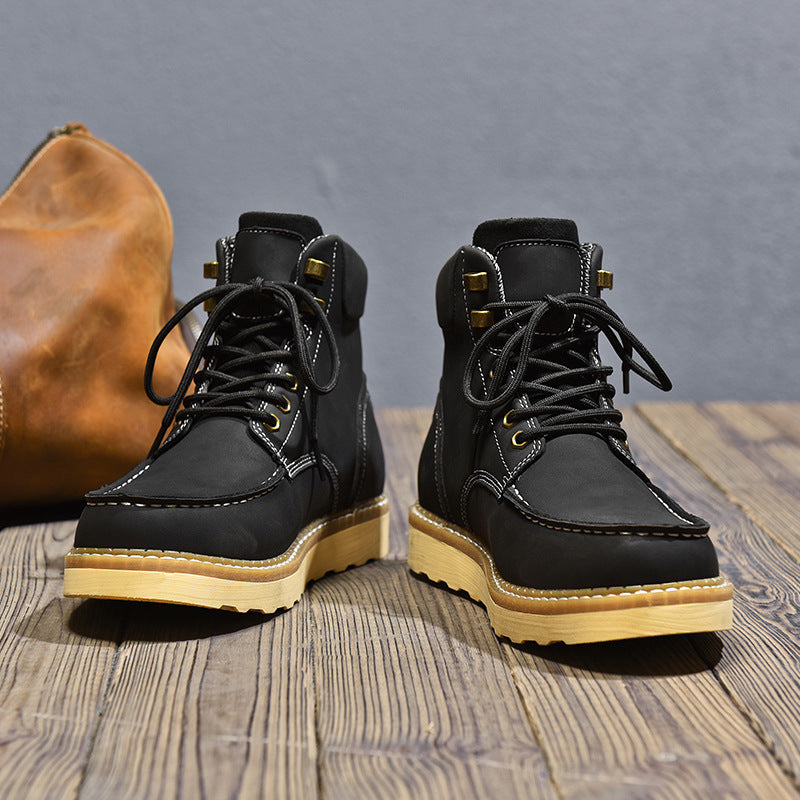 Bottes de travail en cuir véritable haut de gamme pour hommes