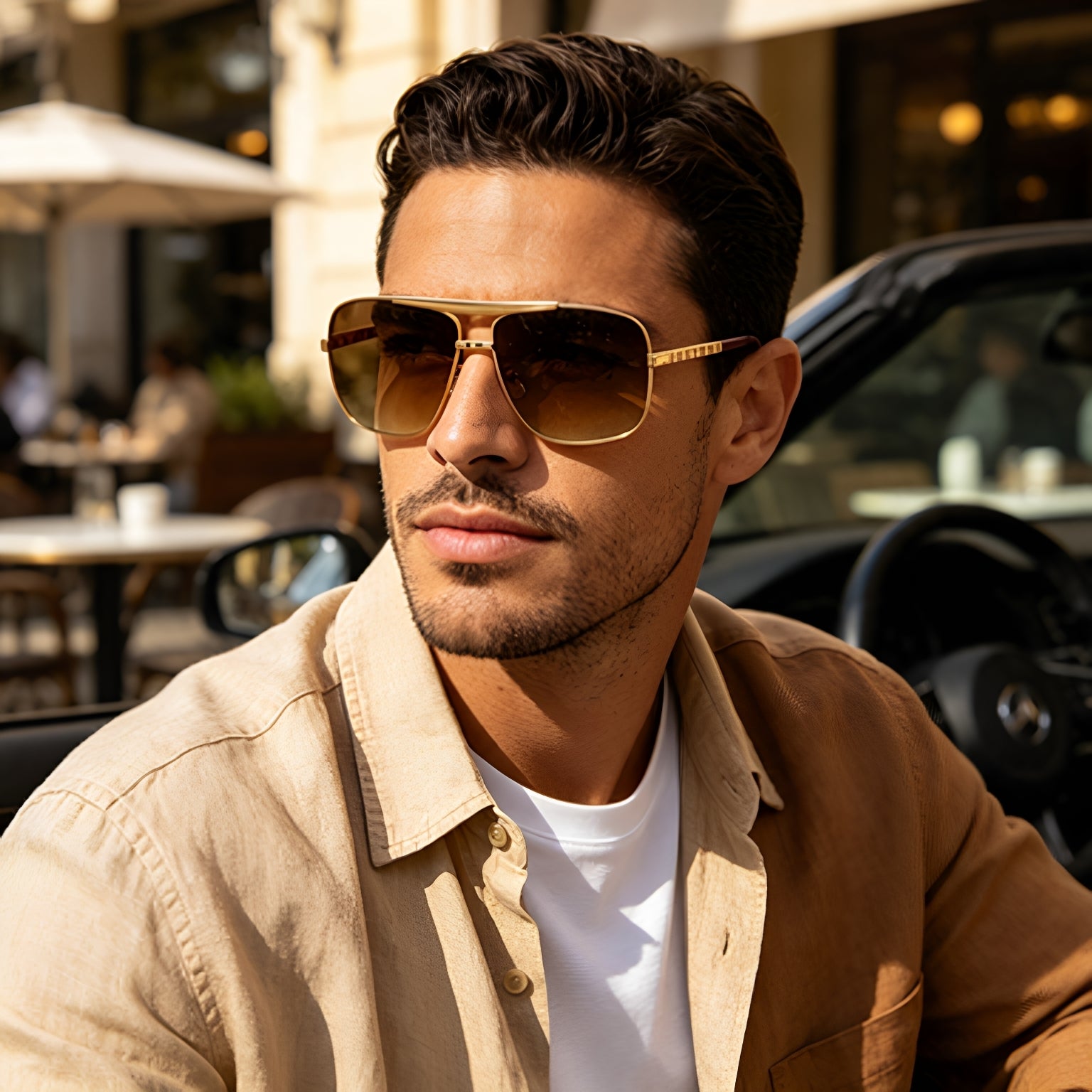 Lunettes de soleil ATTITUDE Homme Artistic Retro Box Slings Lunettes de soleil Trendy Homme Street Shades