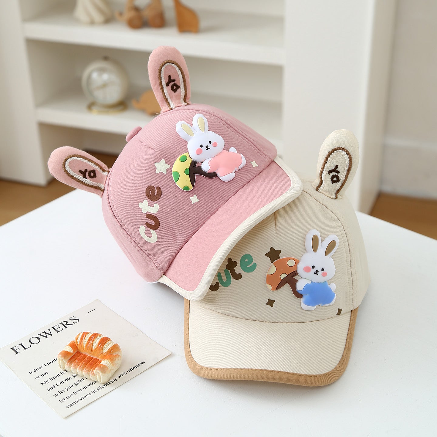Chapeau pour enfants - Coréen Style Baby Trois dimensions Lapin Oreilles Cartoon Champignon Lapin B