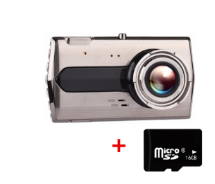 Enregistreur de conduite en alliage de zinc vision de nuit HD Double-lentilles double-enregistrement 4 pouces 1080P inversement