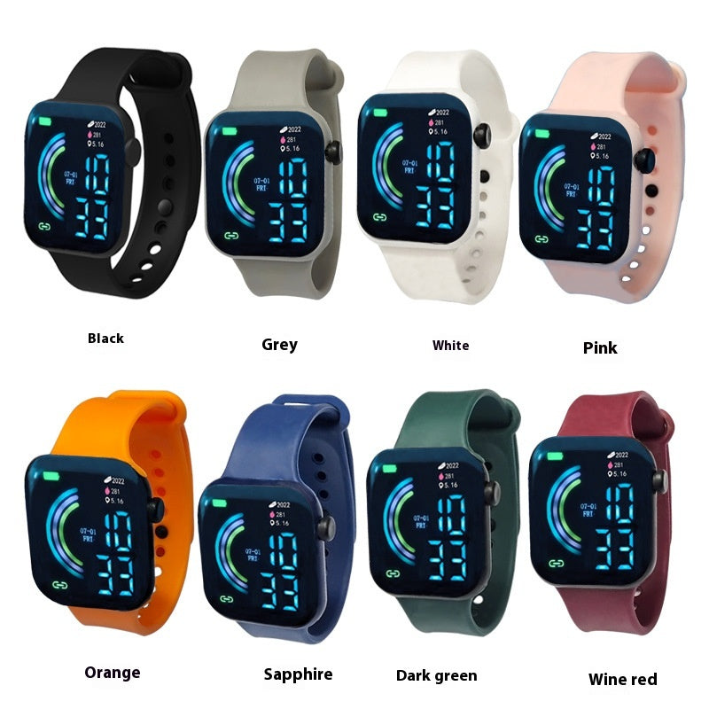 Grande écran carré Étudiant couple Sports Led montre
