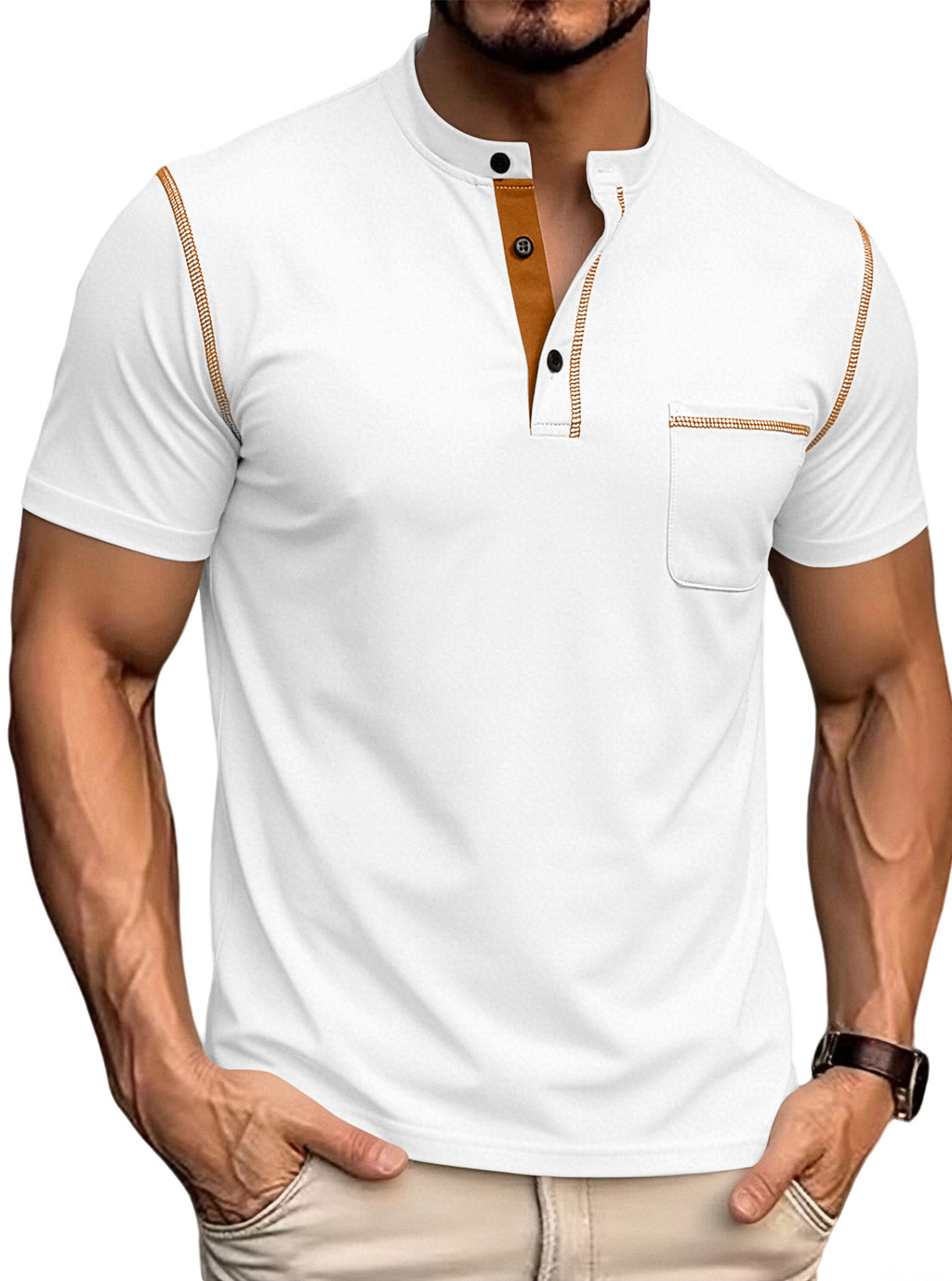 Col Henley pour hommes à la frontière