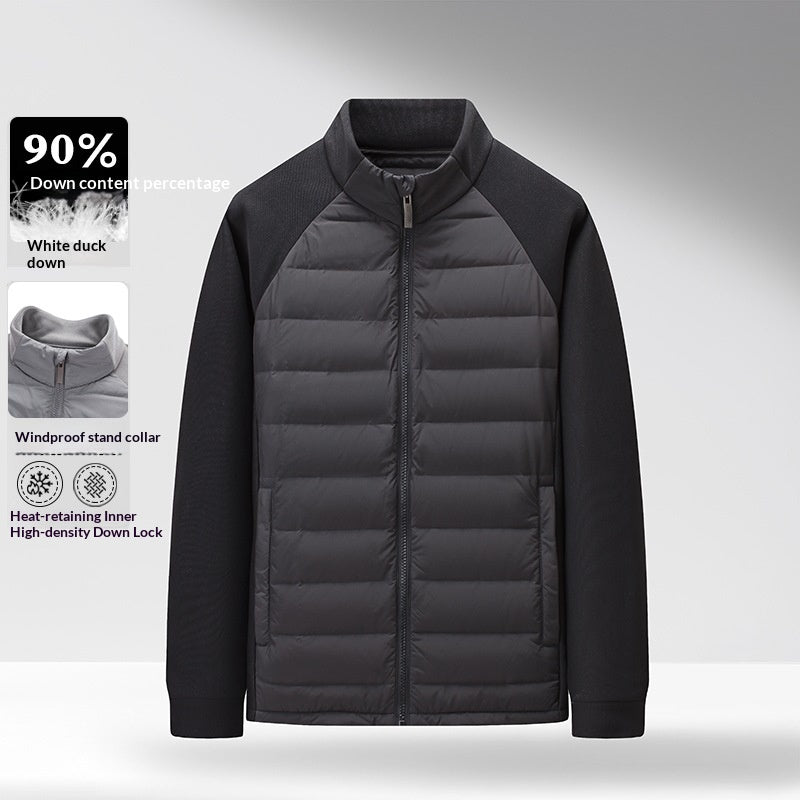 Hommes Stand-Up Collar Patchwork Légère et chaude veste duvet