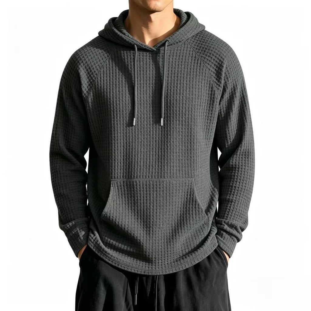 Veste à capuche à mailles en gaufre décontractée pour hommes