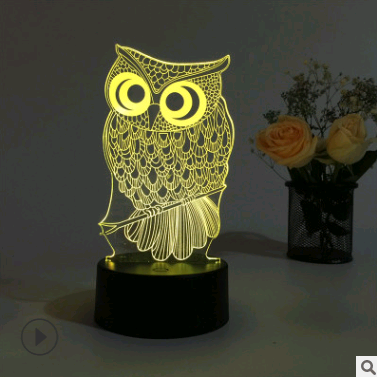 Lampe de table 3D conduit lumière de nuit hibou peut toucher coloré