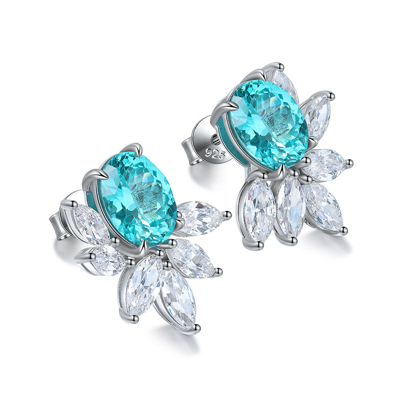 S925 Argent 7.3g Lab créé Boucles d'oreilles Gemme