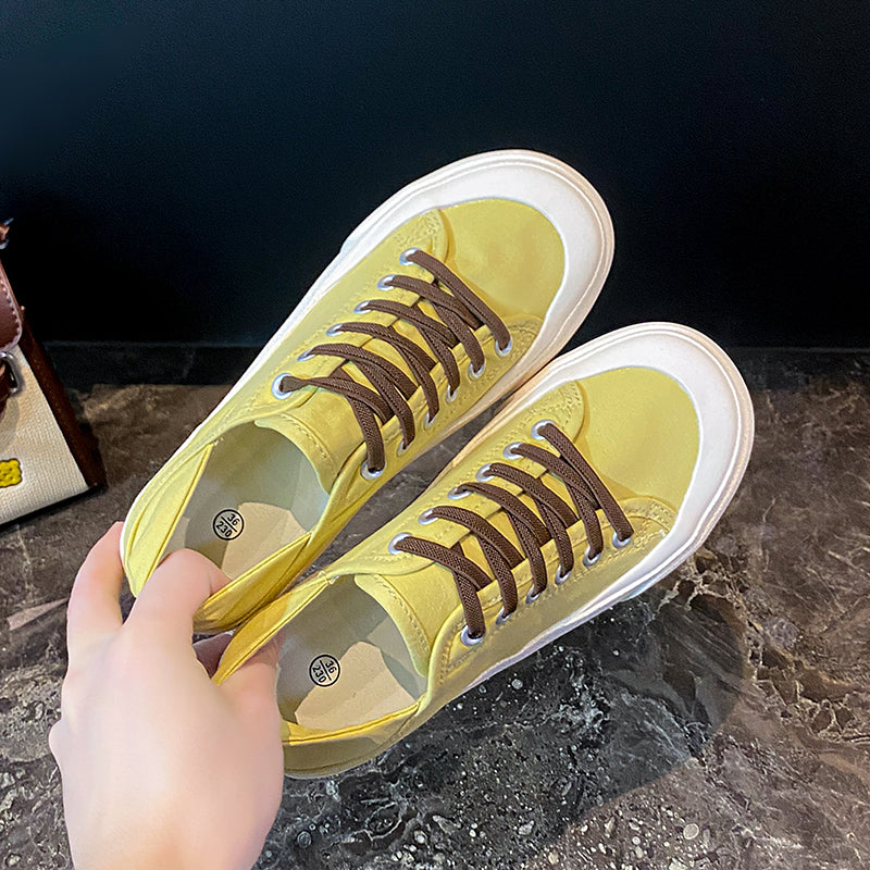 Femmes Versatile Style Coréen Platform Toile Chaussures Été Arrivée Trendy Confortable Ligh