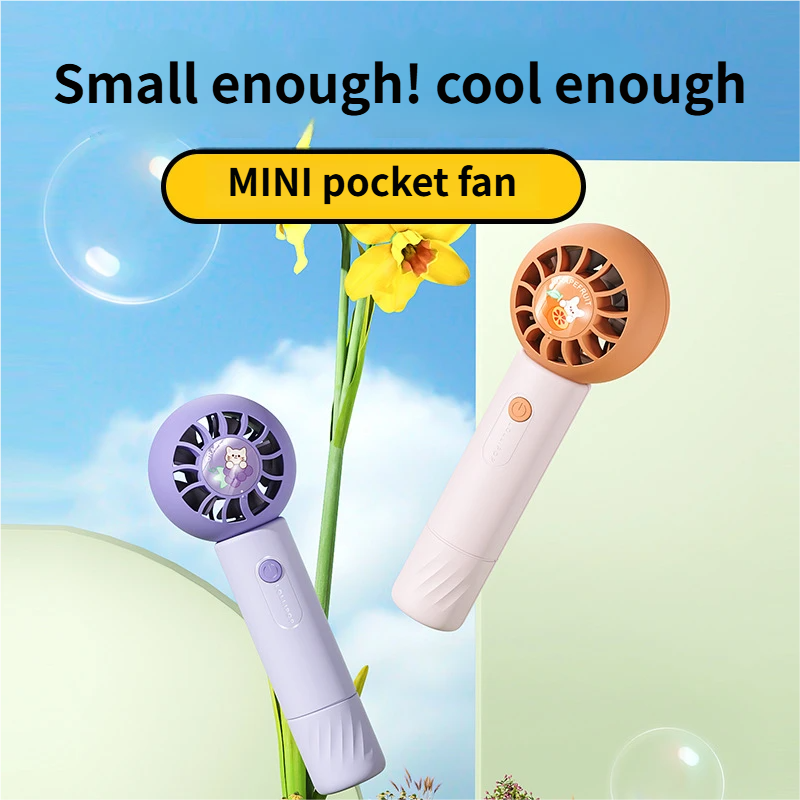 Mini ventilateur portable 3 vitesses Orange Purple USB rechargeable batterie intégrée 800-1000 mAh