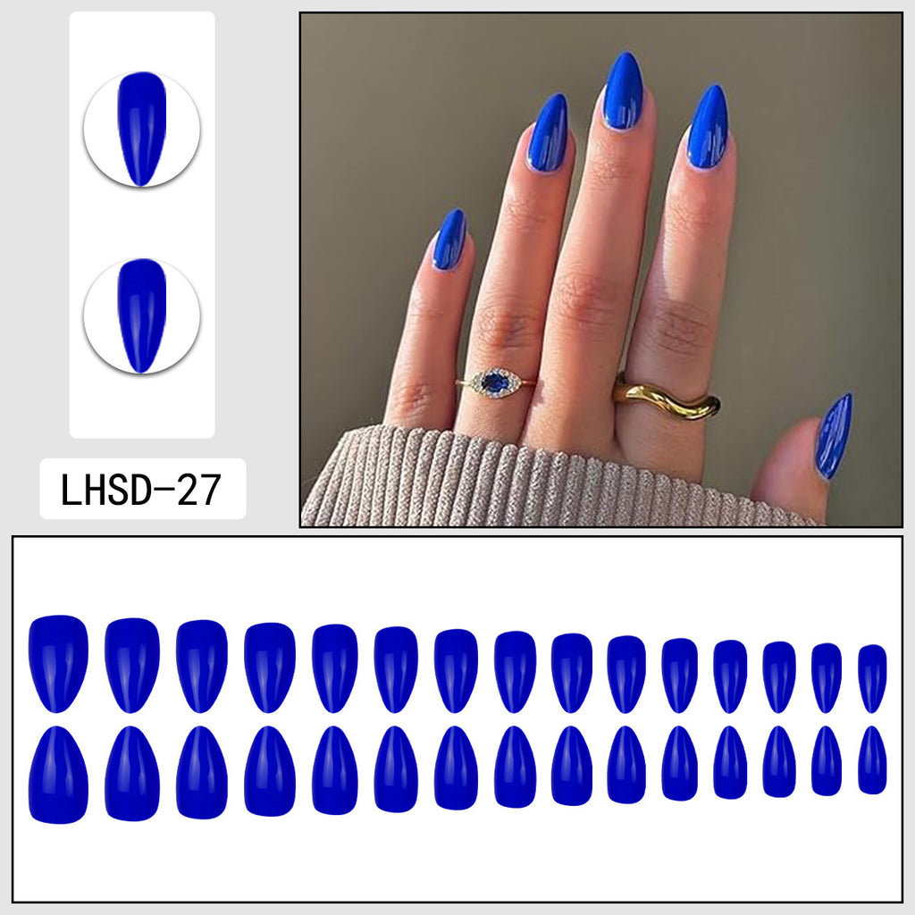 Femmes Glossy Portable Nails artificiels de couleur solide