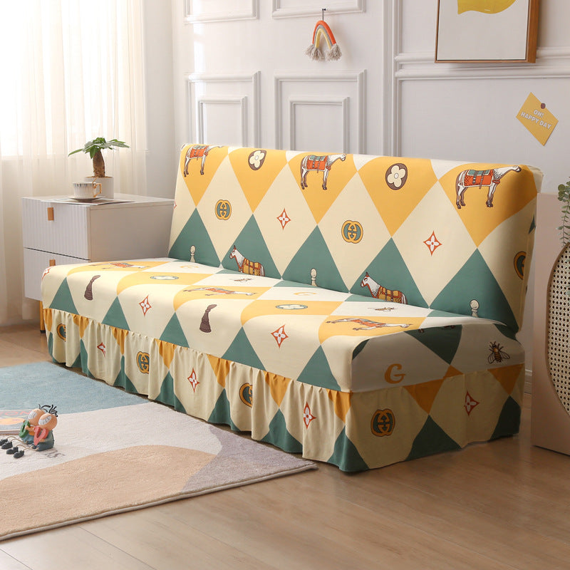 Slipcover stretch pour un lit sans bras encaissant simple simple housse de canapé pliable avec jupe