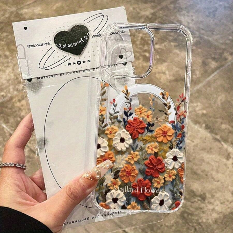 Étui de téléphone magnétique transparent et compatible avec les pommes