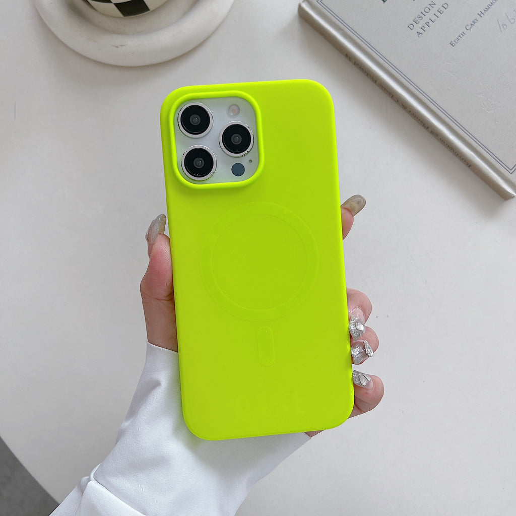 Silicone liquide de couleur solide Grand trou boîtier de téléphone magnétique