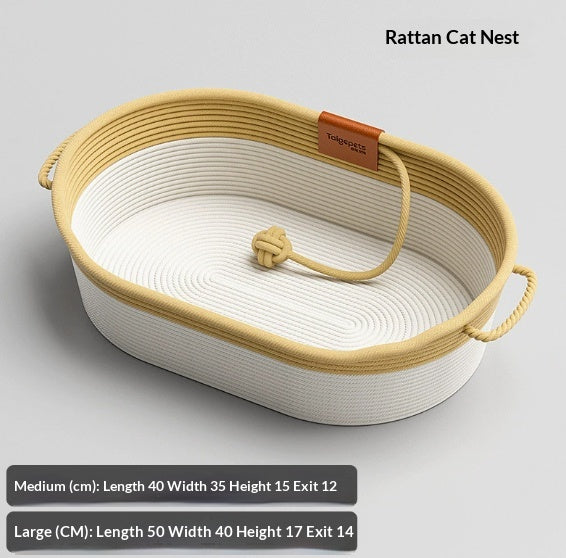 Lit de chat en osier tout-saison pour l'été Extra-Grand Scratching post lit de couchage dédié