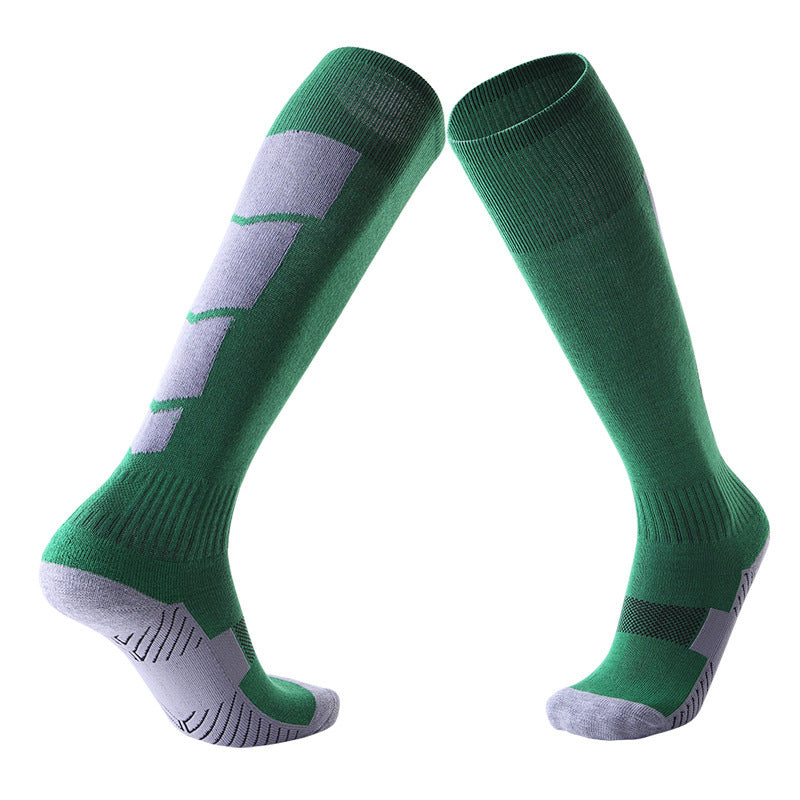 Chaussettes de sport à tube long Épaisseur Serviette sans glissade Fond Hommes Football Socks Sweat-