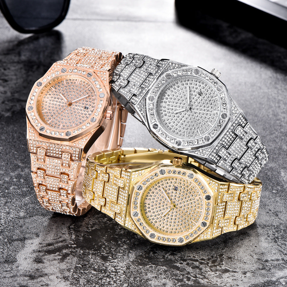 Montre quartz en alliage d'acier de mode