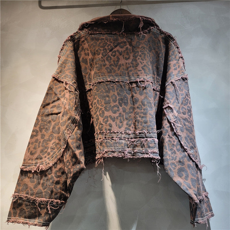 Women's Leopard Print Denim Jacket