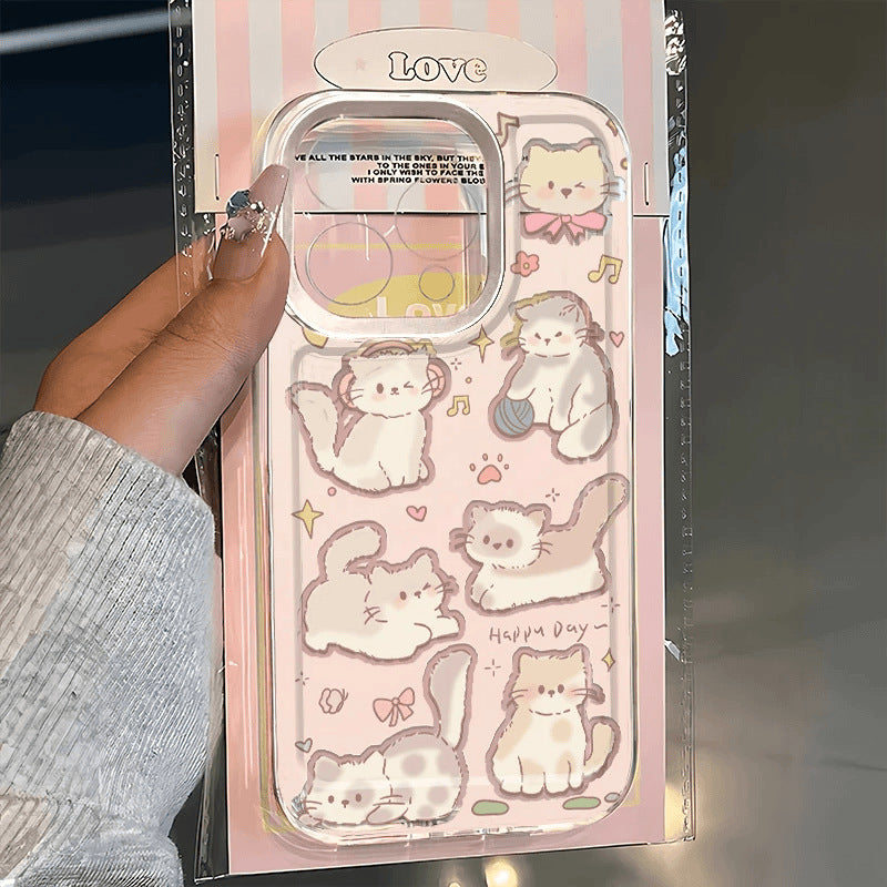 Multiples chats mignons convenant pour le cas de téléphone Creative Full Cover Soft Shell
