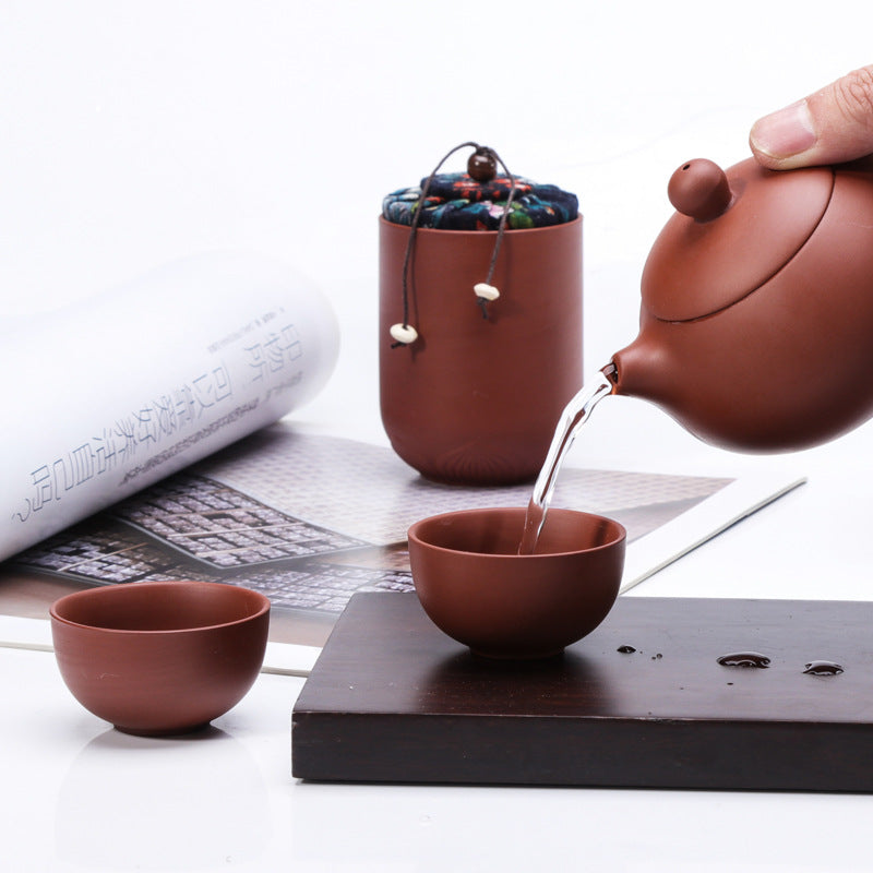 Ensemble de thé de voyage en céramique portable avec théière en céramique Yixing