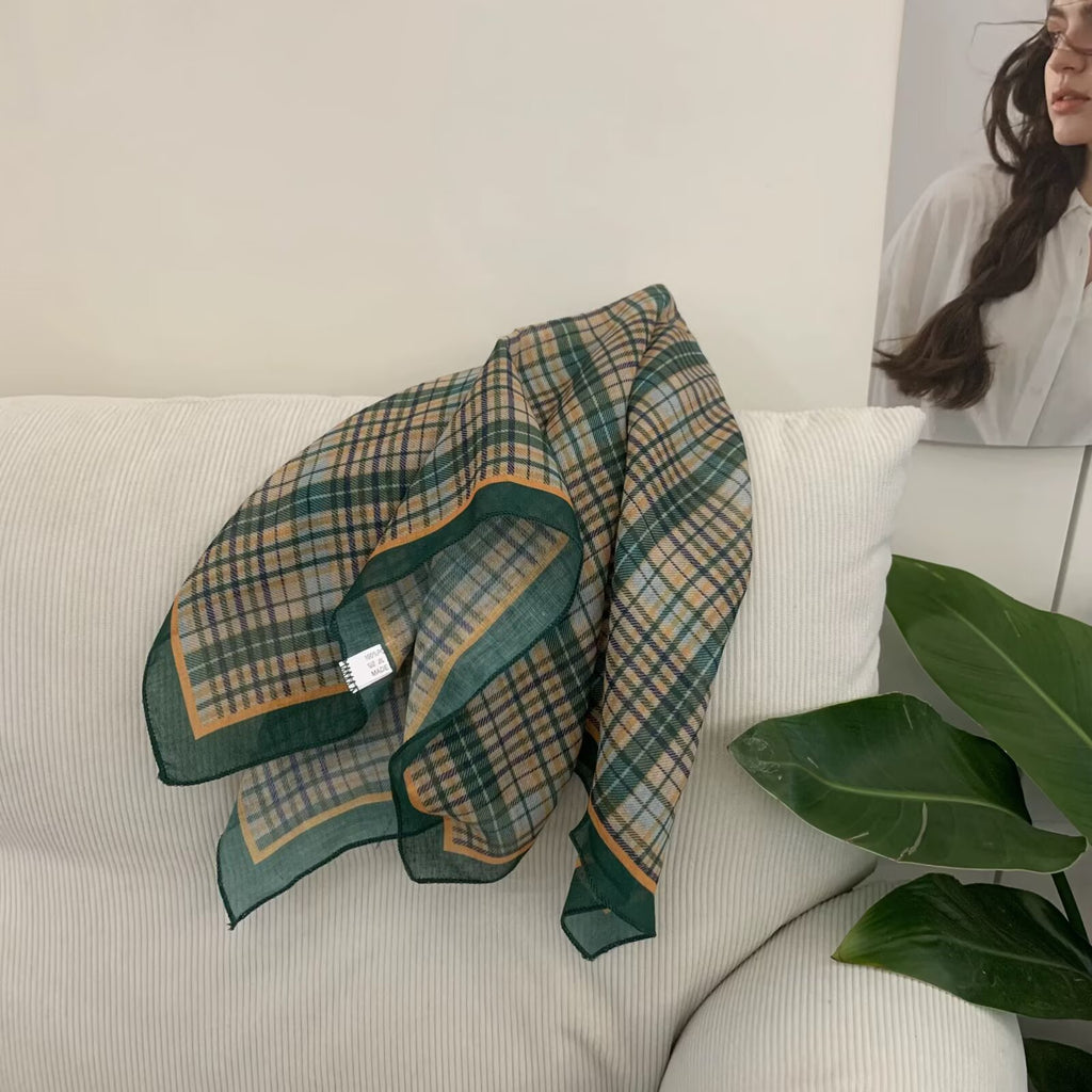 Écharpe carrée en coton et en coton de style coréen pour femmes