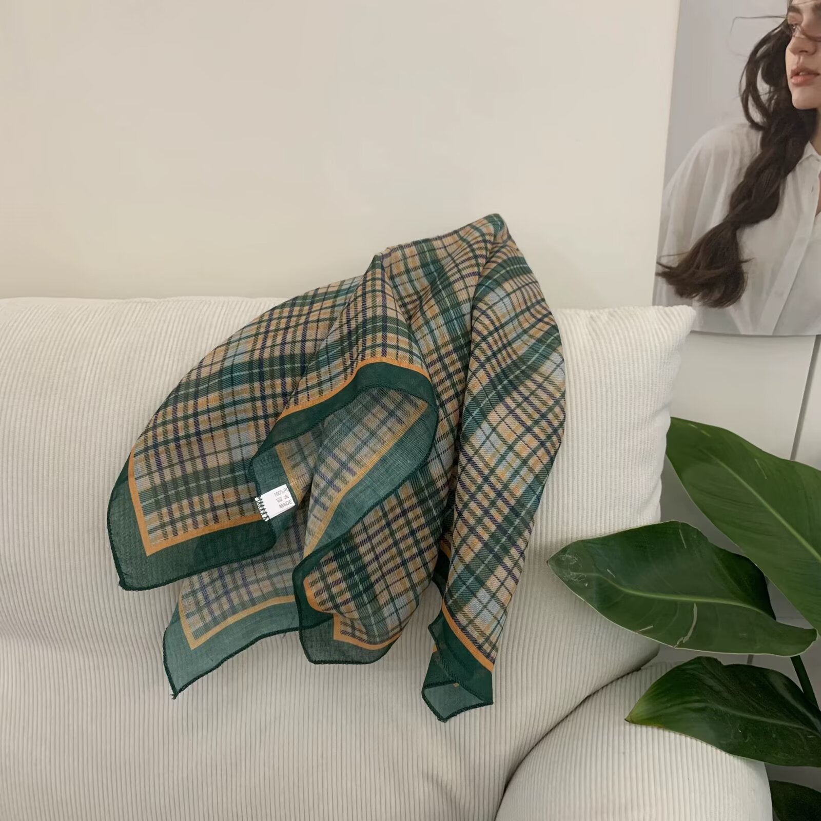 Écharpe carrée en coton et en coton de style coréen pour femmes