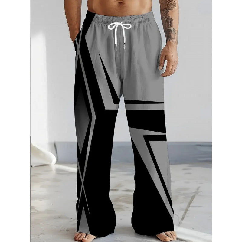 Pantalon casual homme avec imprimé de flamme bleue
