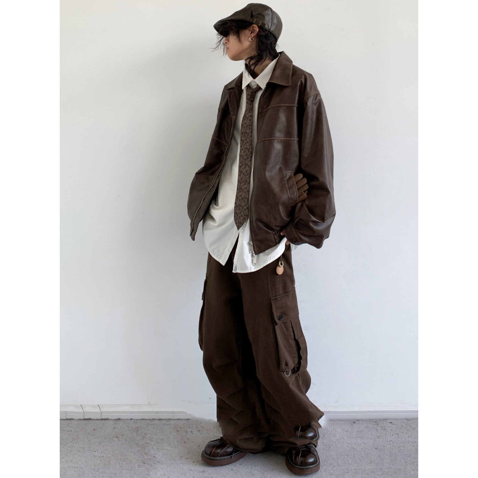 Veste en cuir retro japonais Loose High Street