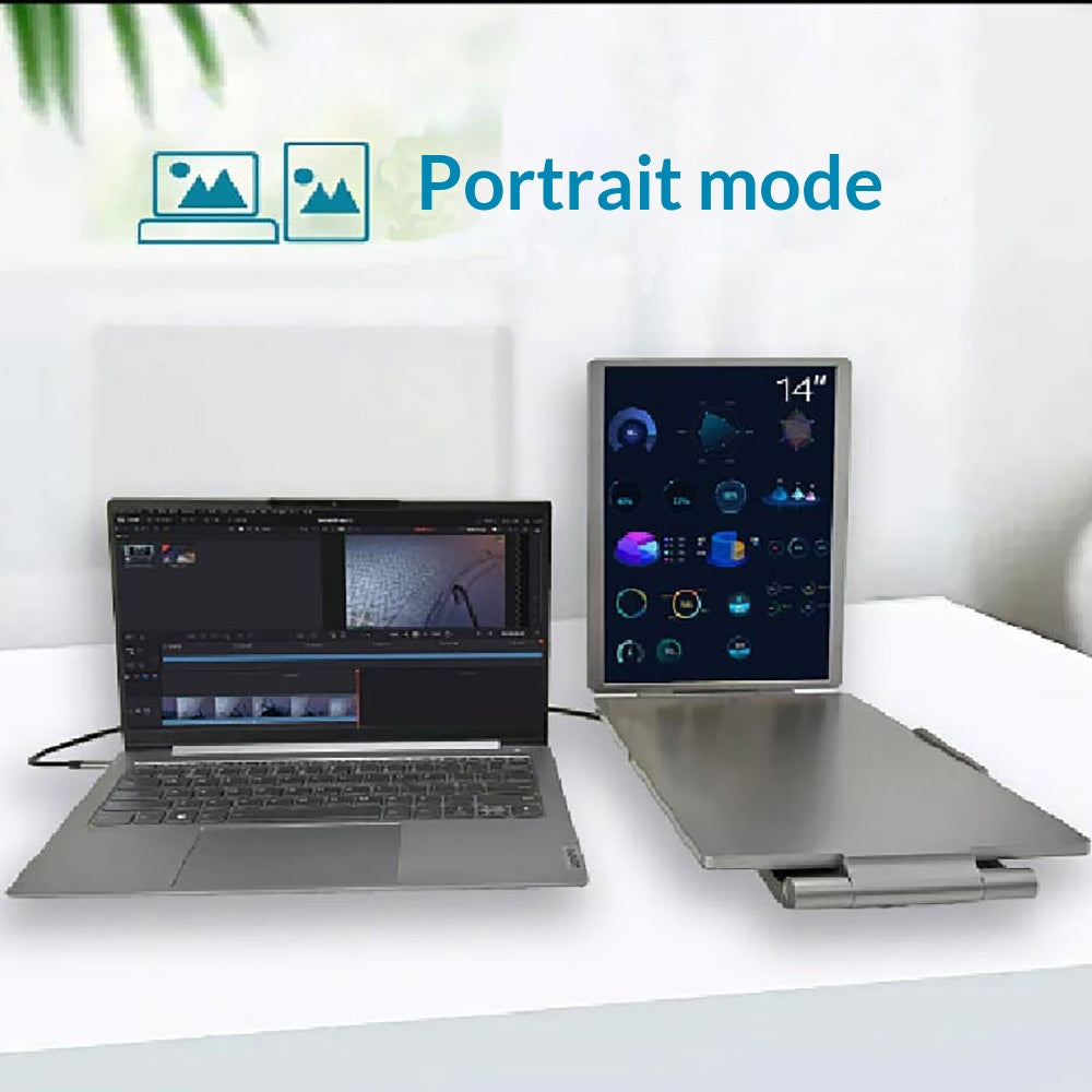 Moniteur portable à double écran de 14 pouces pour extension d'affichage externe pour ordinateur portable