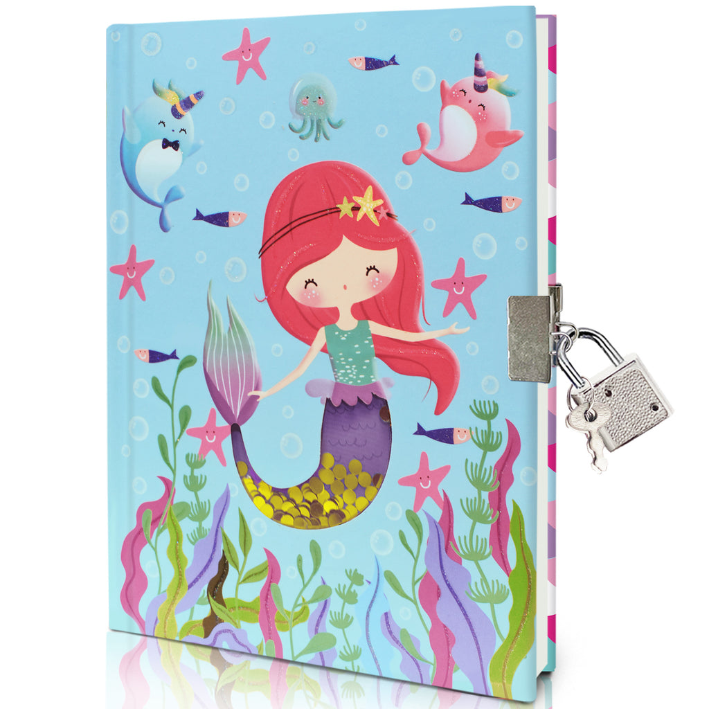 Carnet de notes imprimé de sirène créative pour enfants avec serrure