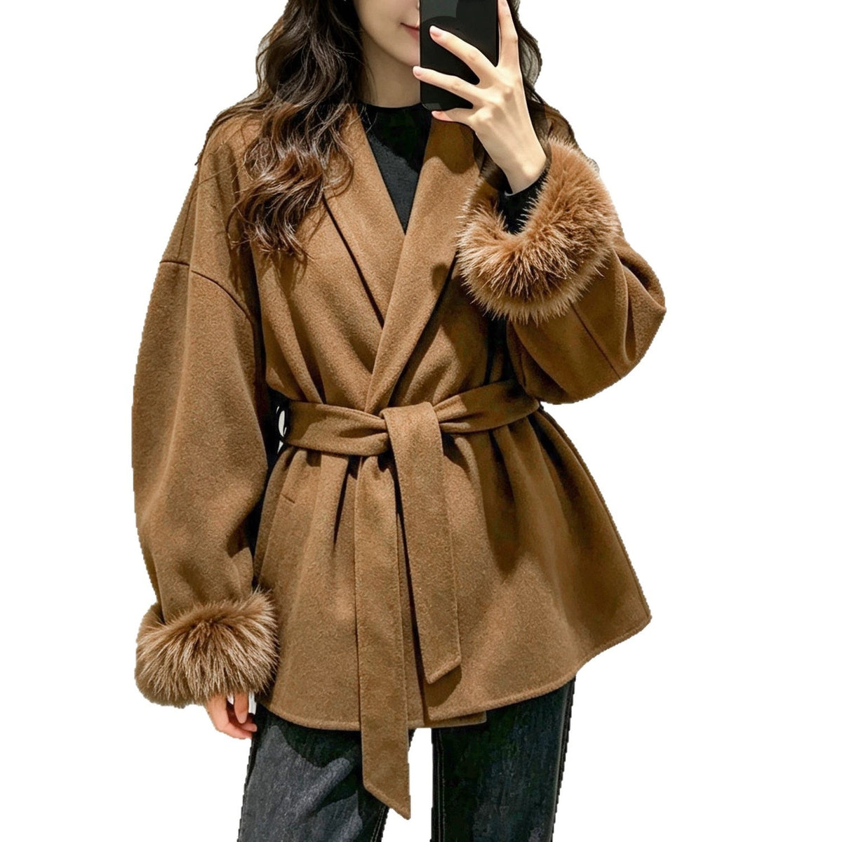 Automne Hiver Manteau de Woolen de style français