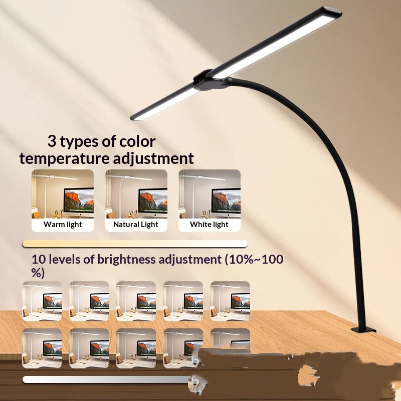 Lampe de bureau à double tête LED avec un long bras