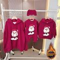 Noel Parent-child Outfits Romper et Hoodie à capuche doublés de polaire