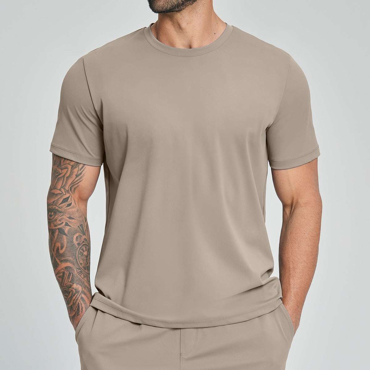 T-Shirt de fitness casual homme cou-équipage