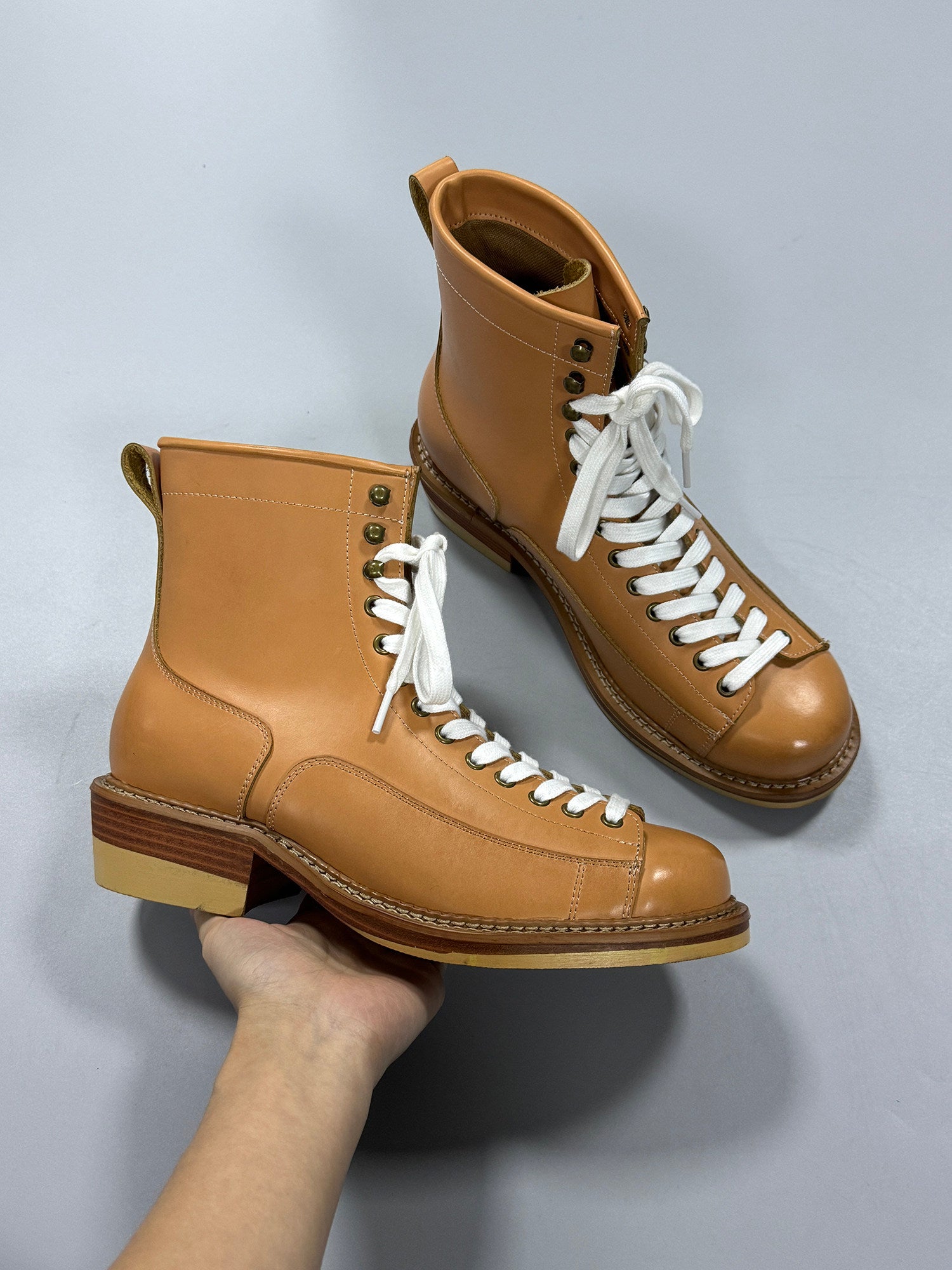 Hommes Trendy Bottes de cheville à peau rousse Randonnée et style britannique